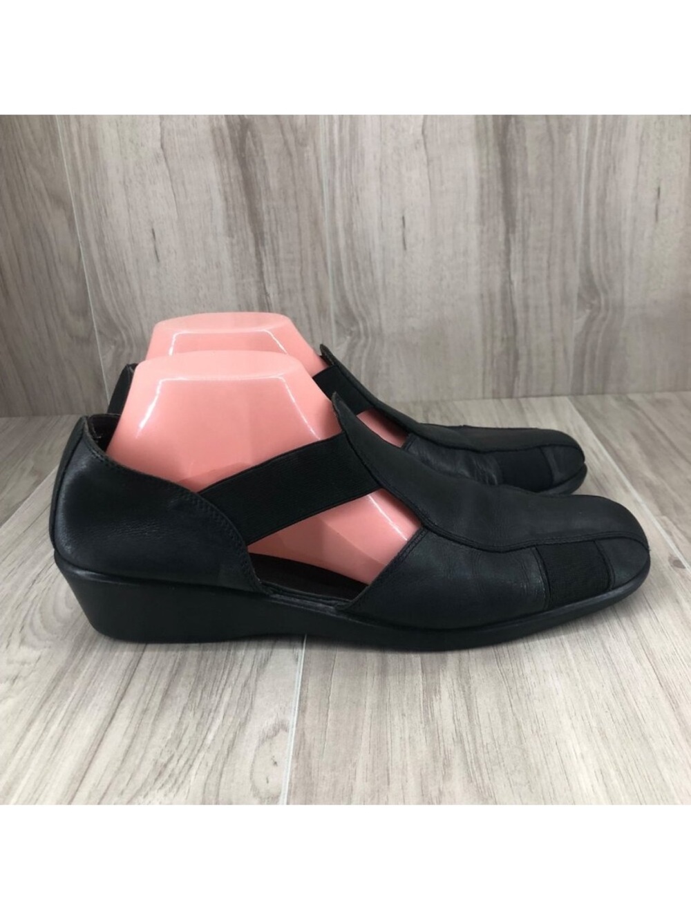 Aerosoles Sandals Womens 10 Black Leather Slip On Close Toe Shoes